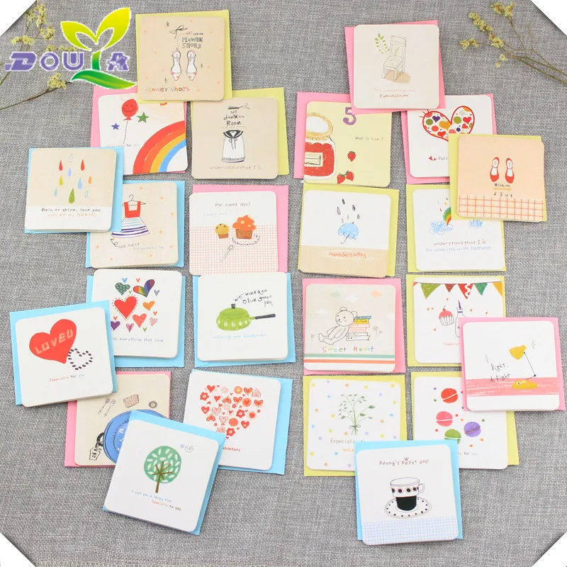 

Korean Mini thank you card creative hand birthday card lovely creative small card with envelope