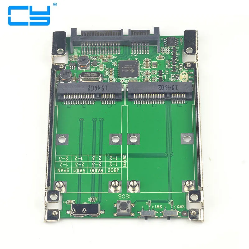 2 5 "двойной мини pcie PCI-E pci express pci-express mSATA RAID SSD адаптер для SATA Raid 22pin и USB 3 0