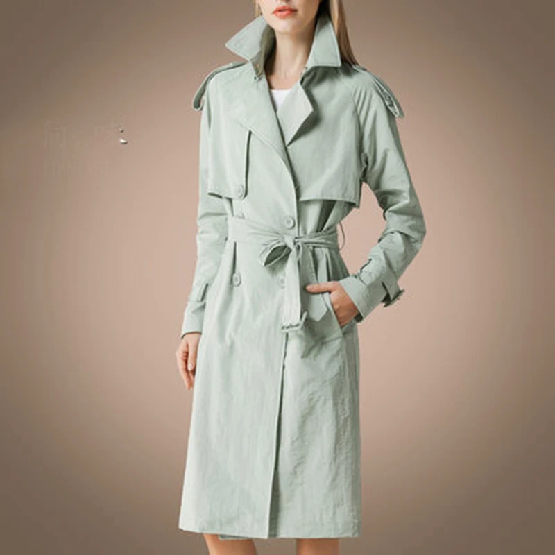 

Trench Coat For Women Spring Coat Double Breasted Long Slim Windbreaker Casaco Feminino Autumn Outerwear Abrigos Mujer LX2626