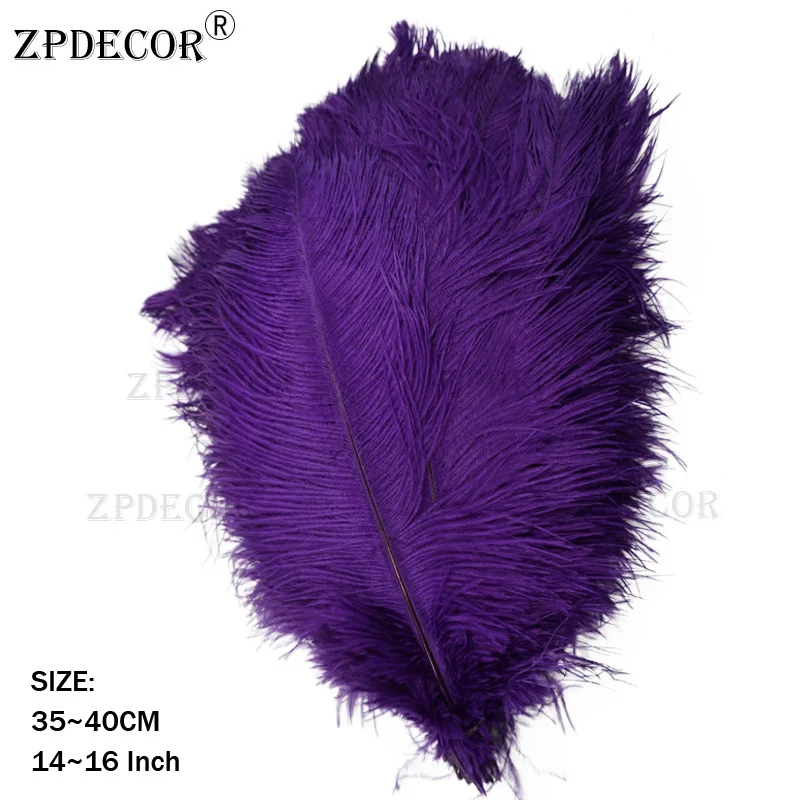 ZPDECOR страусиные перья 35-40 см для рукоделия, товары для свадебной вечеринки, карнавальные украшения для танцоров - Цвет: Фиолетовый