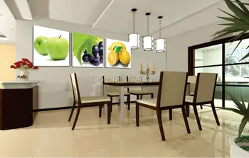 

Big size 3pcs modern decor restaurant dining room wall art decor apple grape lemon Wall Art picture fruits canvas print Painting