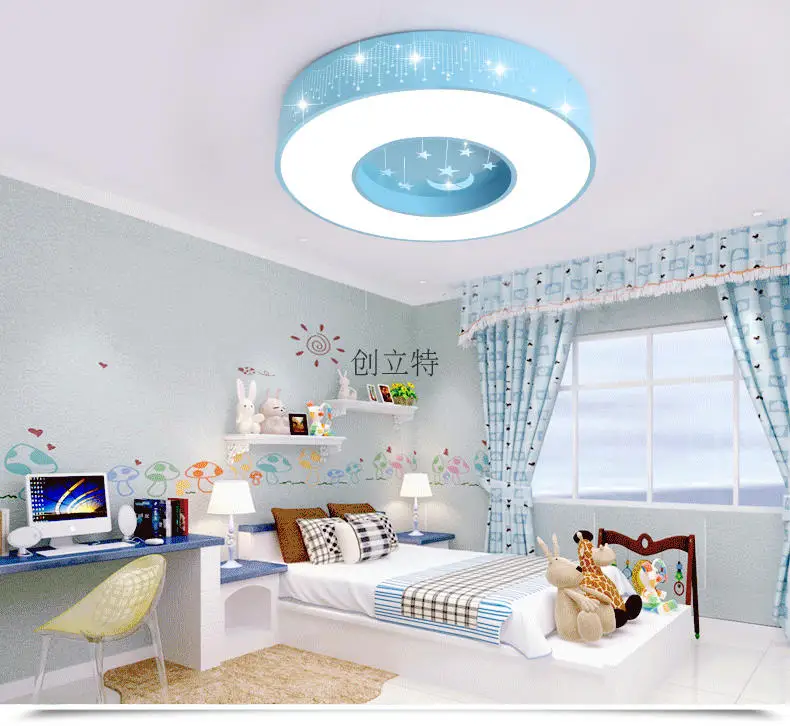Детская комната звезда светодиодный потолочный светильник круглая потолочная светодиодная подсветка спальня мальчика девочки лампа уменьшенная потолочная лампа прекрасный синий/розовый/белый ZA