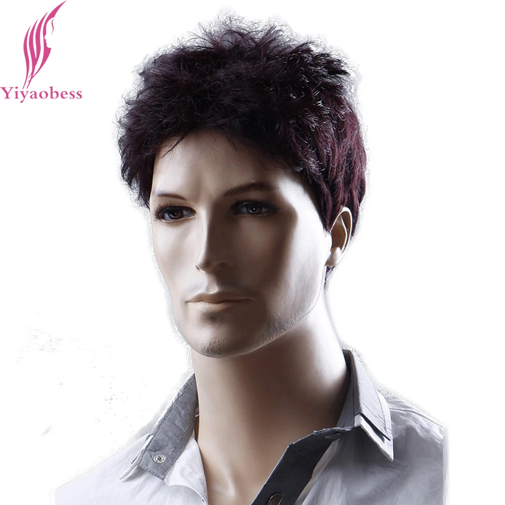 Yiyaobess 6 дюймов Свет Рыжий пышные короткие Для мужчин волосы жаропрочных синтетических Для мужчин S парик Бесплатная доставка