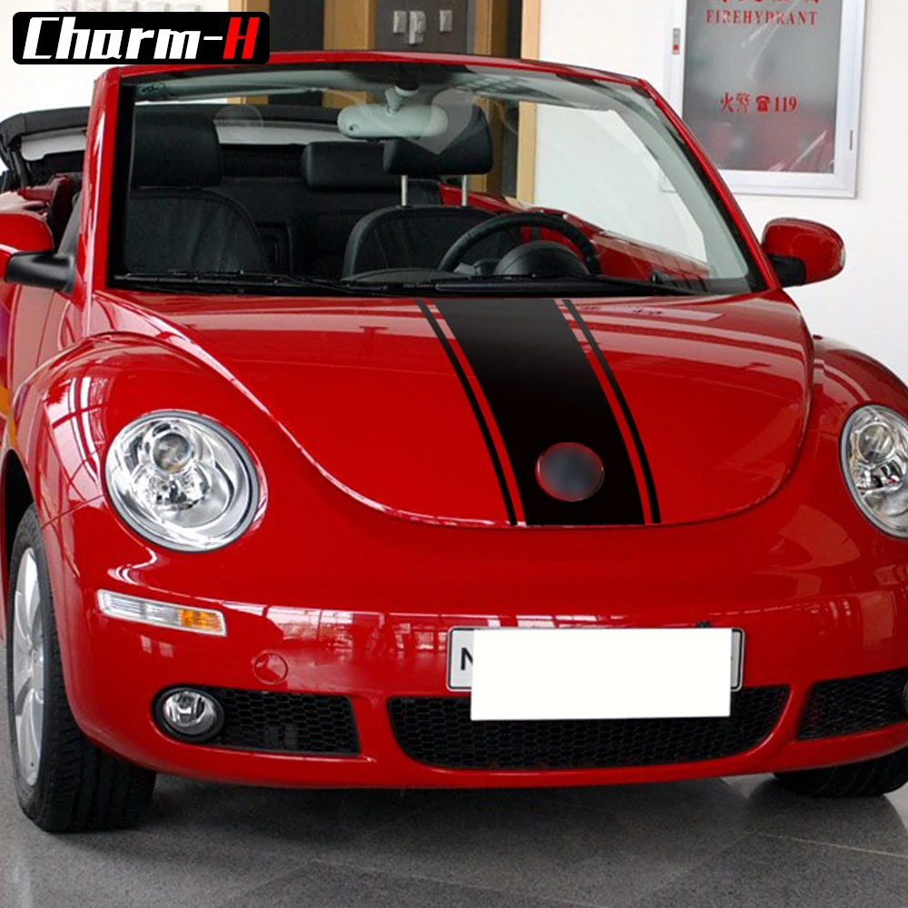 

Car Styling Rally Sport Line Stripes Kit for Volkswagen Beetle 2002-2006 Hood Bonnet Roof Rear Trunk Strip Vinyl Decals Stickers
