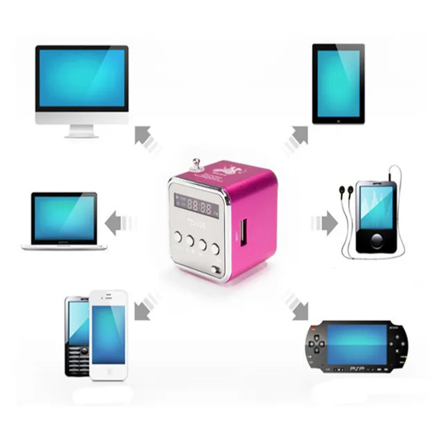 AIYIMA Portable Audio Speakers Micro USB Mini Stereo Speaker Music MP3 MP4 FM Radio TDV26 Radio FM Receiver With Digital LCD