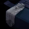 Anillo de boda con borlas de circonio puro para mujer, sortija redonda, cadena larga, diseño lujoso, cadena de plata fina 925 ► Foto 3/6
