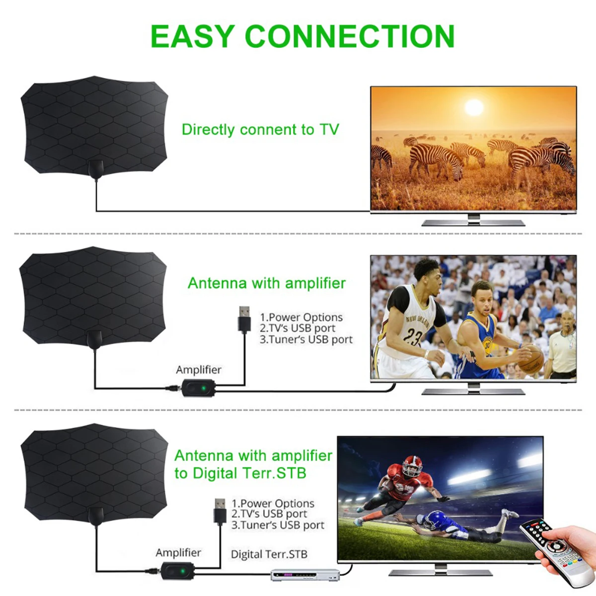 Universal 120Miles Antenna Indoor 25DB HD Digital TV Antenna With