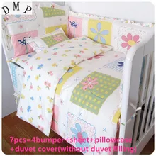 Промо-акция! 6/7 шт. хлопок детские кроватки с рисунками из мультфильмов, детская кроватка, пододеяльник, 120*60/120*70 см