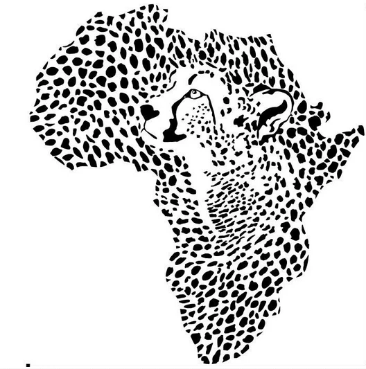 Line Drawings Of African Animals : African leopard map wall sticker wild animal