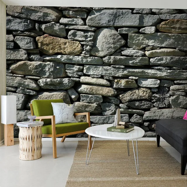 Custom Photo Stone Brick Wall Wallpaper Country Style Mural Custom Photo Stone Brick Wall Wallpaper Country Style Mural Elders Room Embossed Paper