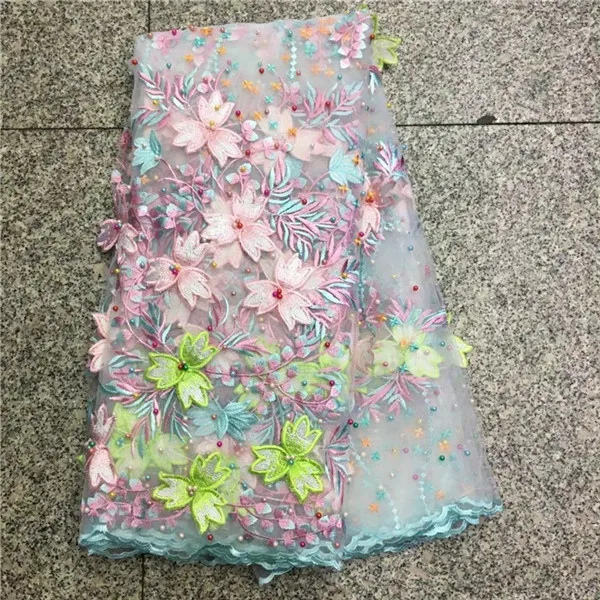 

New Design High Quality African 3D Fabric Flowers Pink Nigerian Guipure Lace Fabrics For Women Latest 2018 African lace fabric