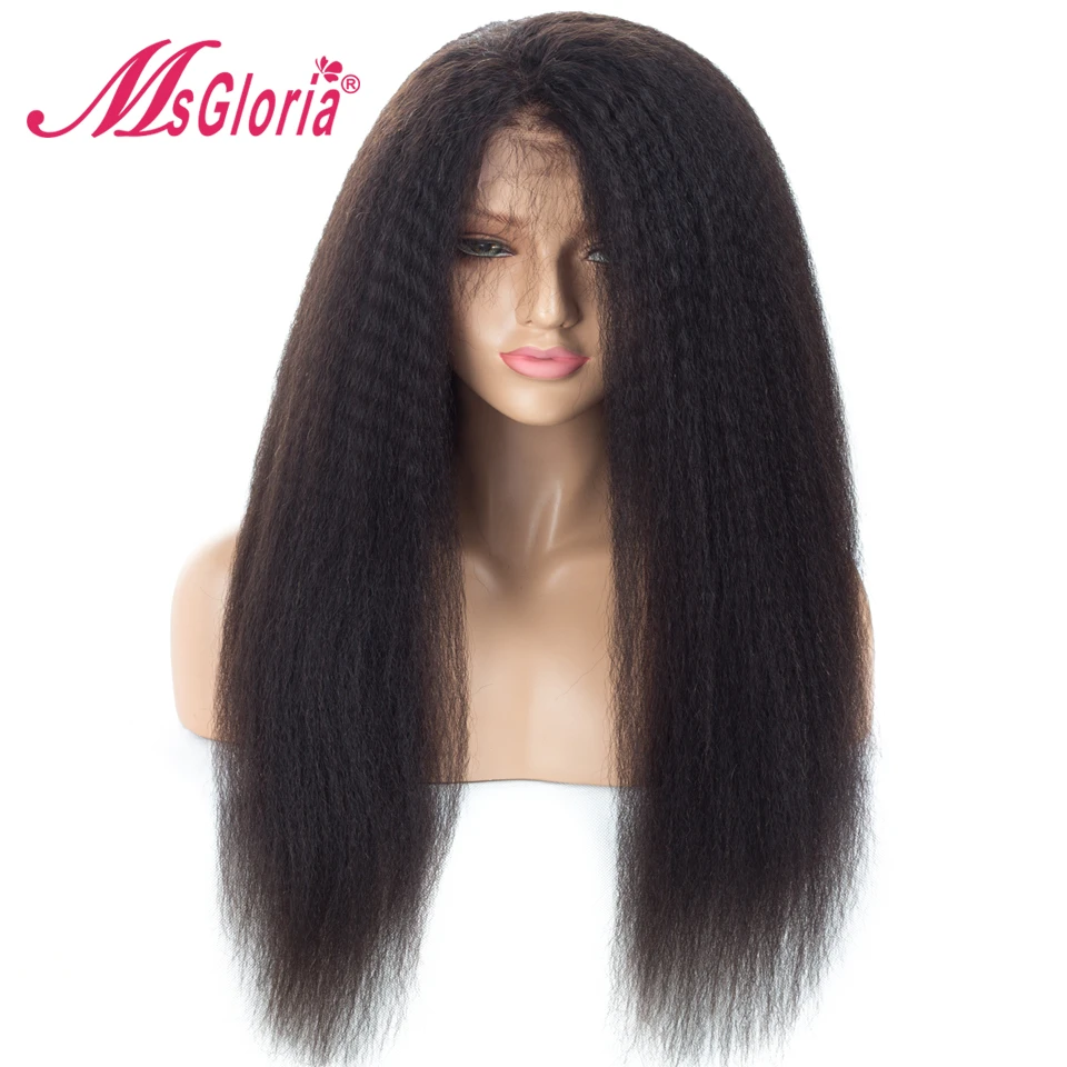 Msgloria Italian Yaki бразильские бесклеевые кружевные передние человеческие волосы