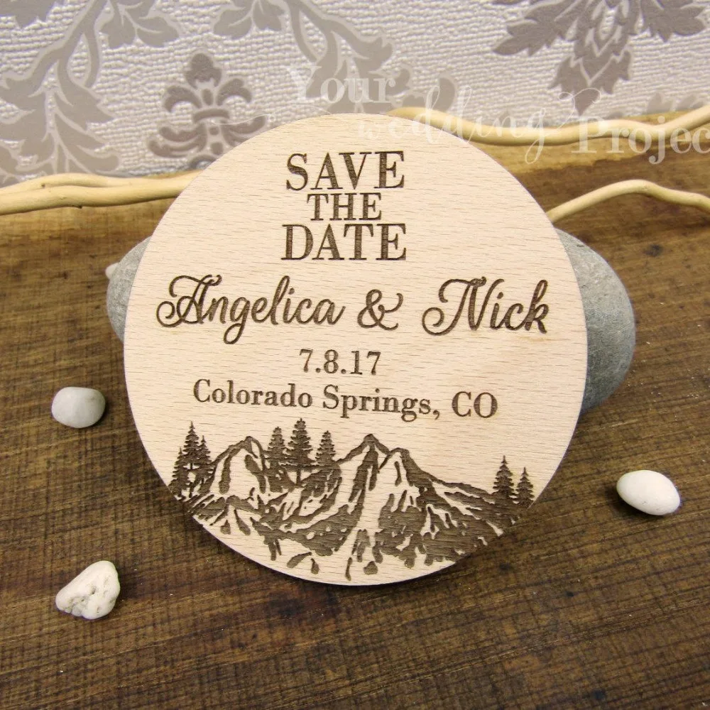  Calendar Save the Date Magnet Mountain Shape Save the Date Heart Save the Dates Wedding Invitation  - 32953913434
