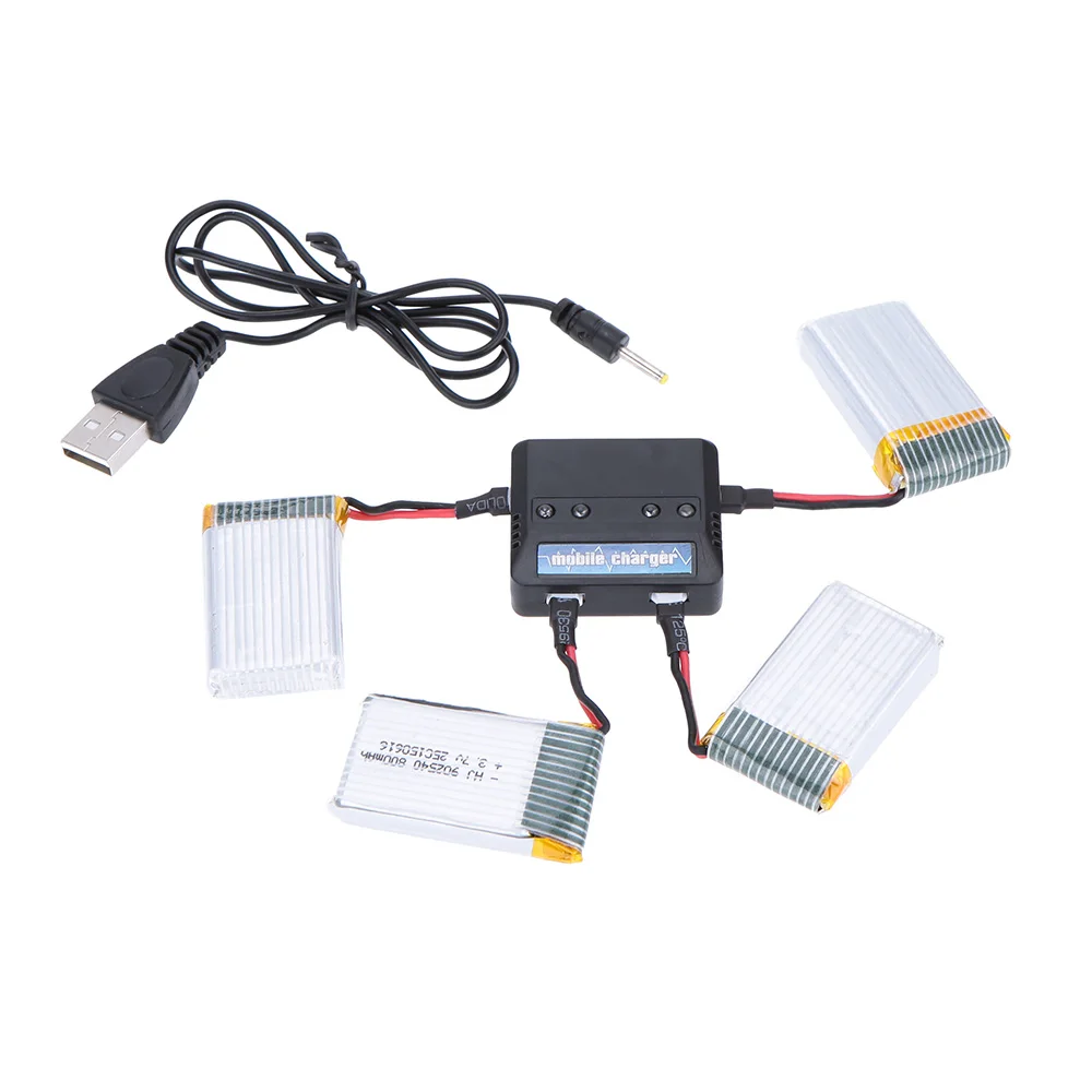 RC Drone 4 port Charger with 4pcs 3.7V 800mAh 25C Lipo battery for Syma