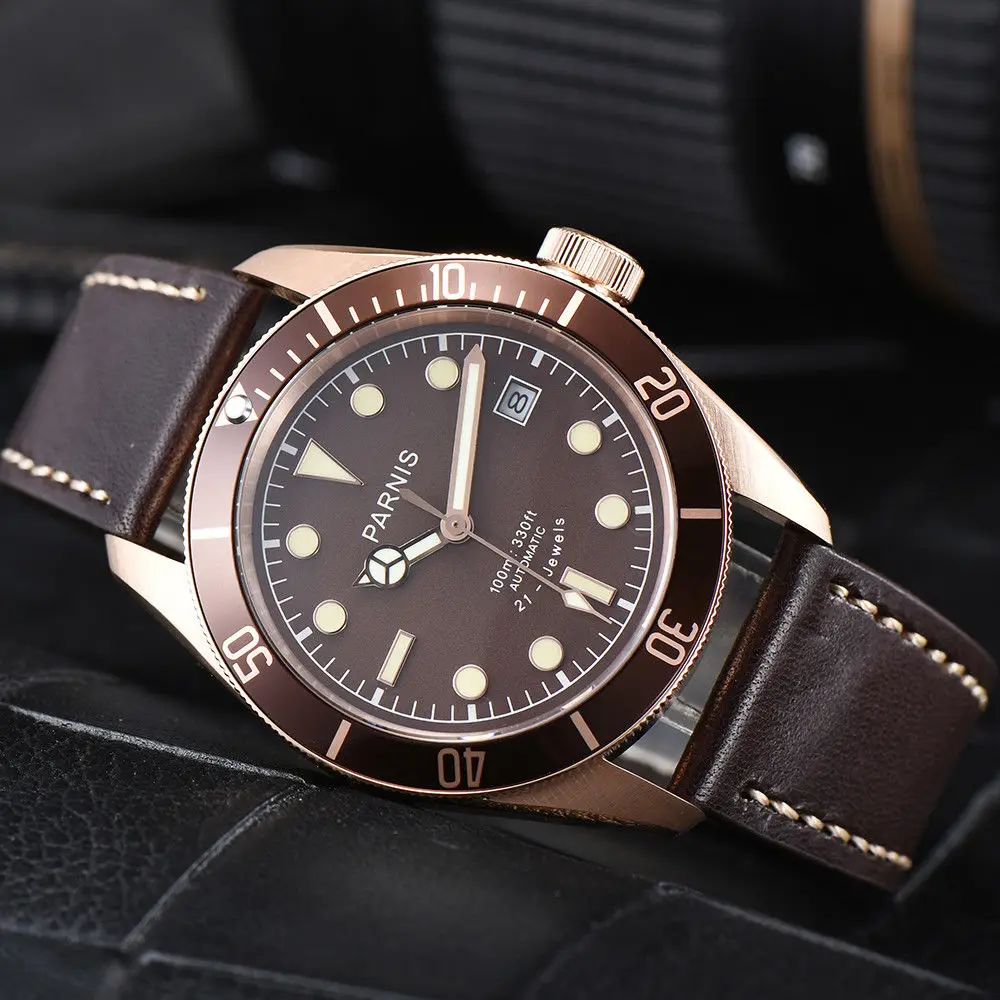 Люксовый бренд 41 мм коричневый зеленый черный циферблат сапфировое стекло светящиеся 21 jewels Miyota 8215 автоматический механизм мужские часы - Цвет: E
