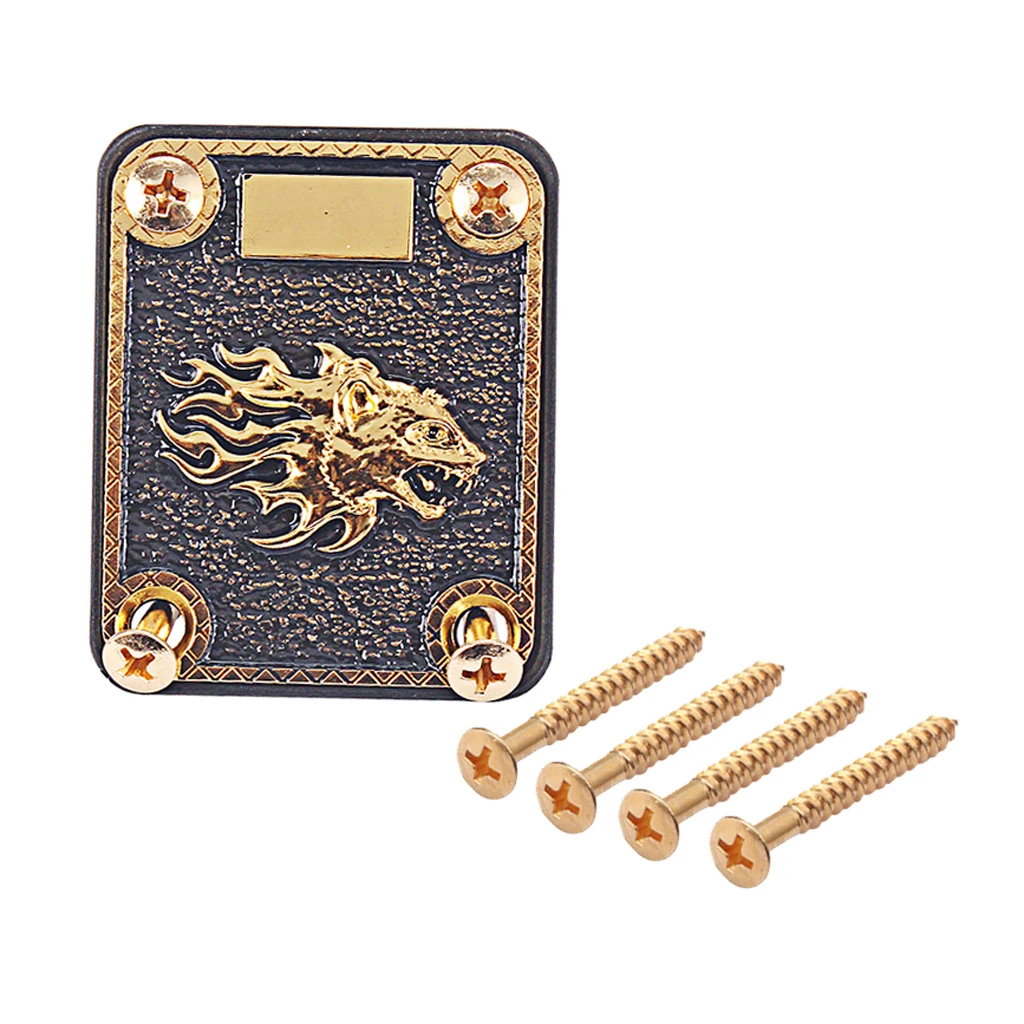 Black&Gold Guitar Neck Reinforcing Plate&Mounting Screws for Fender Strat Tele Electric Guitar Bass Parts