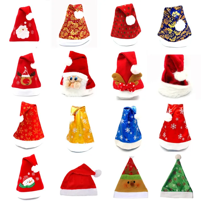 Santa Claus Christmas Hat Snowman Bear Elk Snow Star Merry Multi Colors Adult Kids