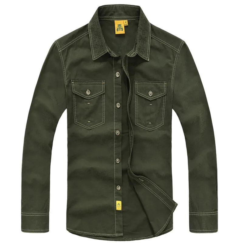 AFS JEEP, брендовая мужская рубашка, весенняя, длинный рукав, одноцветная, чистый хлопок, мужская рубашка, большой размер, M-5XL, мужская рубашка