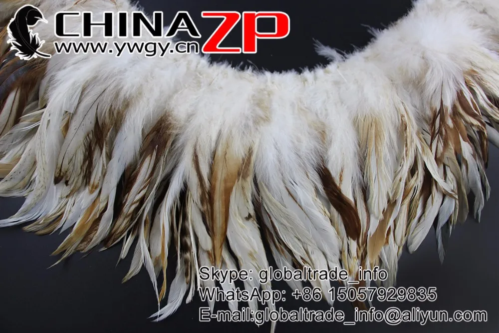 NATURAL BEIGE Strung Rooster Schlappen Feathers (4)