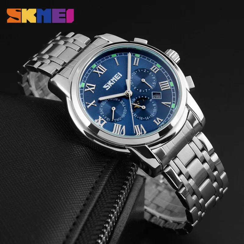 SKMEI мужские часы повседневные кварцевые часы мужские часы из нержавеющей стали лучший бренд класса люкс водонепроницаемые часы Relogio Masculino Esportivo часы 9121