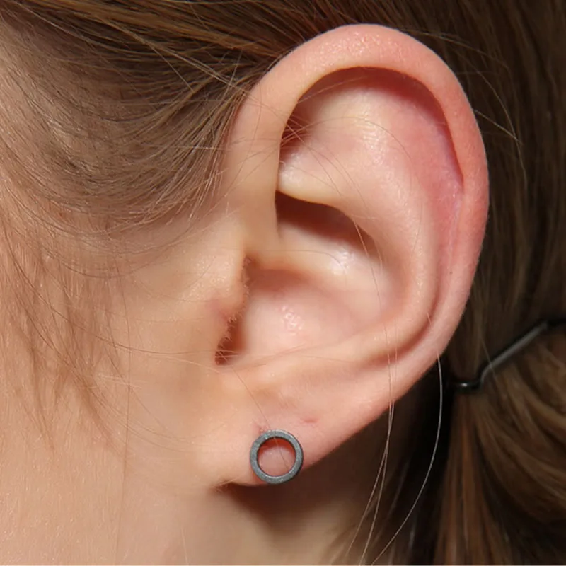 1 пара,, винтажные, 925 пробы, серебряные, полые, круглые серьги-гвоздики, окисление, черные, простые, для мужчин и женщин, серьги, модное ювелирное изделие