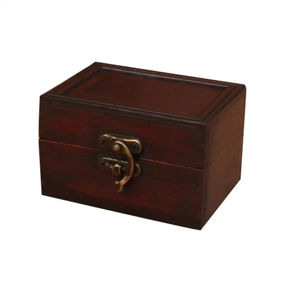 

Stylish Vintage Metal Lock Decorative Trinket Jewelry Storage Box Handmade Classical Wooden Treasure Case Storage Box Organizer1