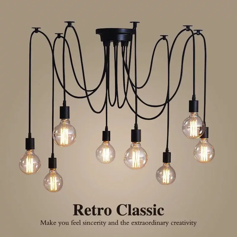  DIY Retro Edison Lamp Chandelier Lighting Spider Shape Nordic Loft Style Vintage Home Lights Lampar - 32622792088