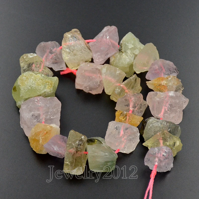 

2 Strands/Lot Natural Rose Quat z & Citrin e Raw Rough Nugget Gem Stones Baroque Freeform Beads 14-16mm 15.5" Mid