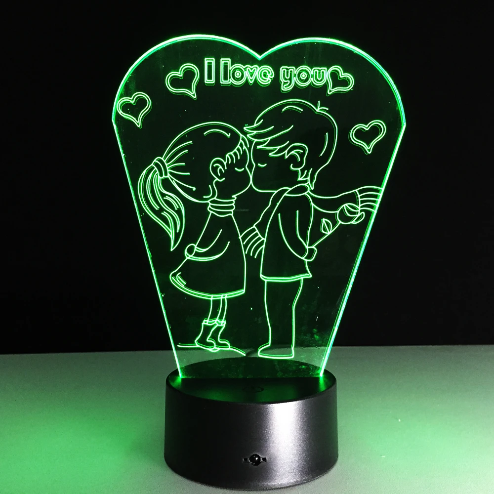 Творческий любовь я тебя люблю 3D красочные ночные огни светодиодный настольная лампа USB Light День Святого Валентина подарок 3D