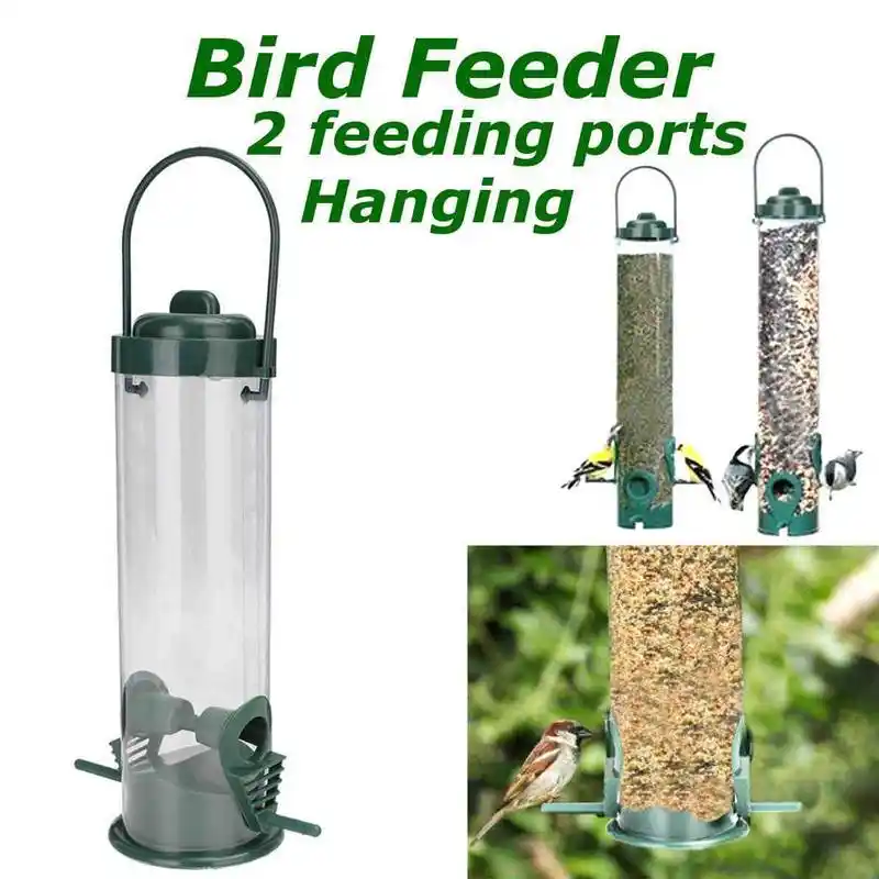 Hanging Birds Parrot Bird Feeder Seed Container Garden Outside