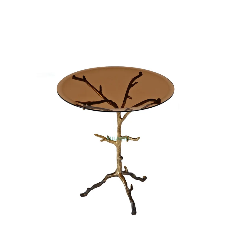 Antique copper glass coffee table vintage fashion style Antique copper glass coffee table vintage fashion style