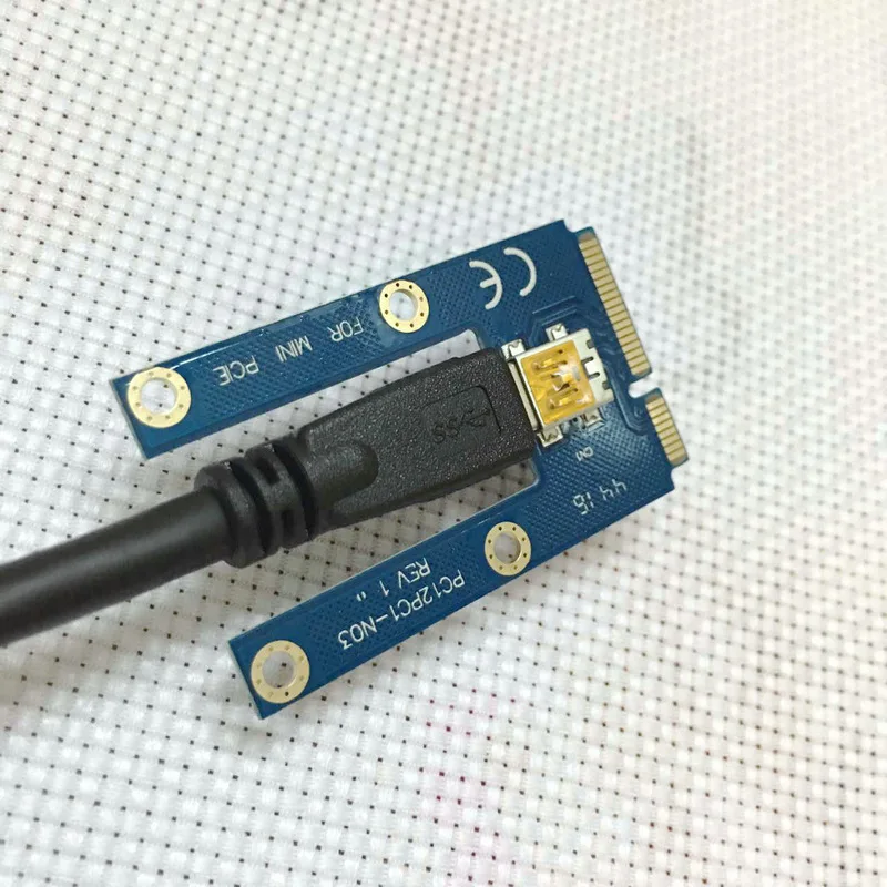 Новый мини PCI Express E Riser Card PCIe 1x к 16x адаптеру с SATA 6pin кабелем USB для Bitcoin Miner BTC Mining Machine