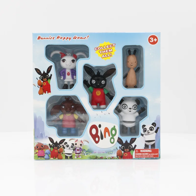 Оригинальные 5 шт. bing action figur игрушки sula flop hoppity voosh pando bing кролики peluche куклы детские плюшевые игрушки