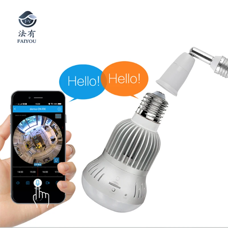 EC9D Panoramic 360 VR 960P 1.3MP HD IP Camera Smart LED Lights Cam Starlight night vision Bulb Home Security Camera