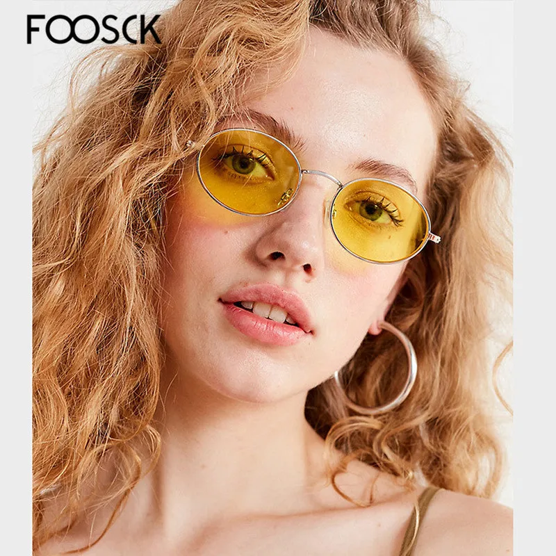 

FOOSCK Fashion Classic Luxury Designer Brand Women Round Sunglasses Female Vintage Lady Sun Glasses Oculo De Sol Shades