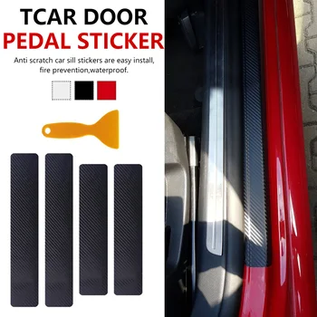 

4 Pack Car Door Sill Protector Sticker Auto parts 3D Carbon Fiber Pedals Guards Anti-kick Scratch Door Kick Guard Threshold CB01