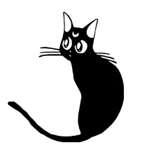 2 шт черный/белый баргейнмакс Сейлор Мун черная наклейка Луна кошка наклейка ноутбук автомобиль ноутбук 5,5"