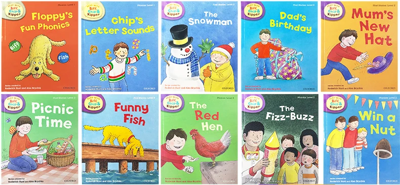 Livro de Imagens Oxford Leitura Árvore Conjunto 33 Livros 1-3 Nível Biff Chip & Kipper Mão Inglês Phonics História Crianças Educação 1 4 Home & Garden