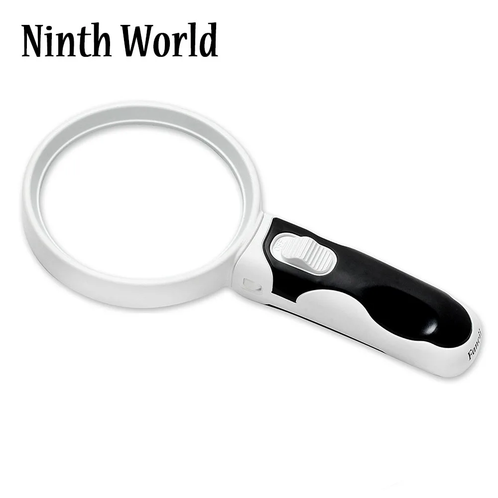 20X Dual LED lights Handheld Strong Magnifying Glass Best Jumbo Size Illuminated Magnifier for