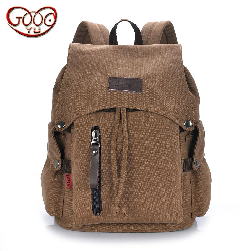 

Hot sale casual canvas lovers backpack Vertical type square versatile short-distance large travel bag cover backpack