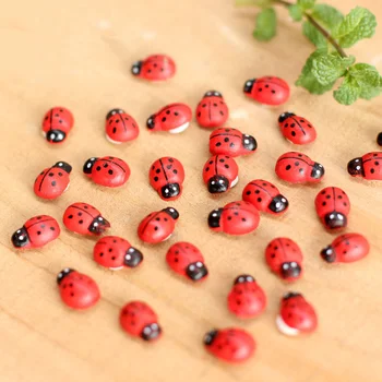 

Dreamme 100 pcs Ladybug 1.4cm Cute Miniature Animal Figurine Anime Action Figure Toy for Home Garden Decor DIY Accessories
