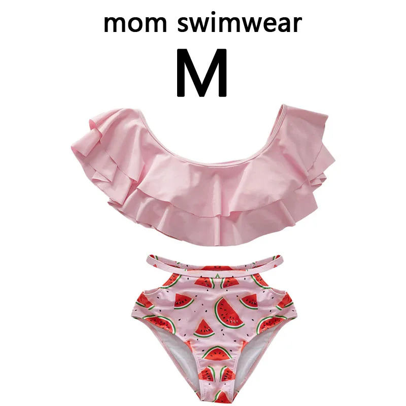 mom size M Женский комплект бикини для девочек, купальник с принтом арбуза для мамы и дочки, лето, Модный Купальник для мамы и меня, пляжные шорты для папы и сына - Цвет: mom size M