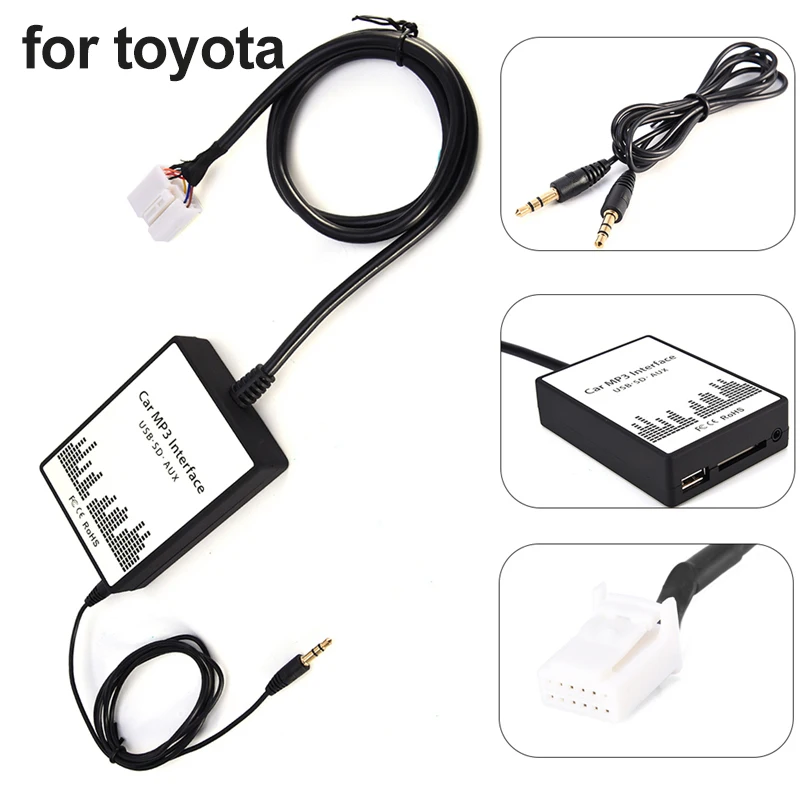

Excellent Quality USB SD AUX Car MP3 Music Player 6+6Pin Adapter CD Changer for Toyota GX470 LS460 LX570 RX300 Interface