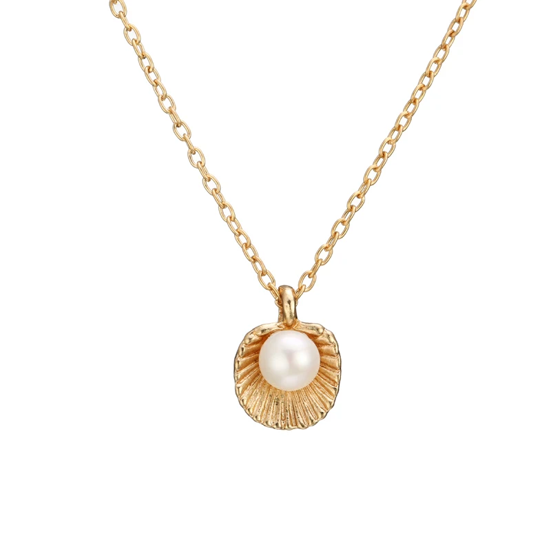 

Silver Rose Golden Long Shell Necklace Natural Fresh Water Pearl Pendant Necklace For Mom Women Fine Jewelry Wedding Party Gift