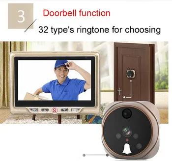 

Digital Peephole Video Camera Wireless Door Bell Video-eye with TF Card Taking Photo Door Peephole Viewer Monitor for Home