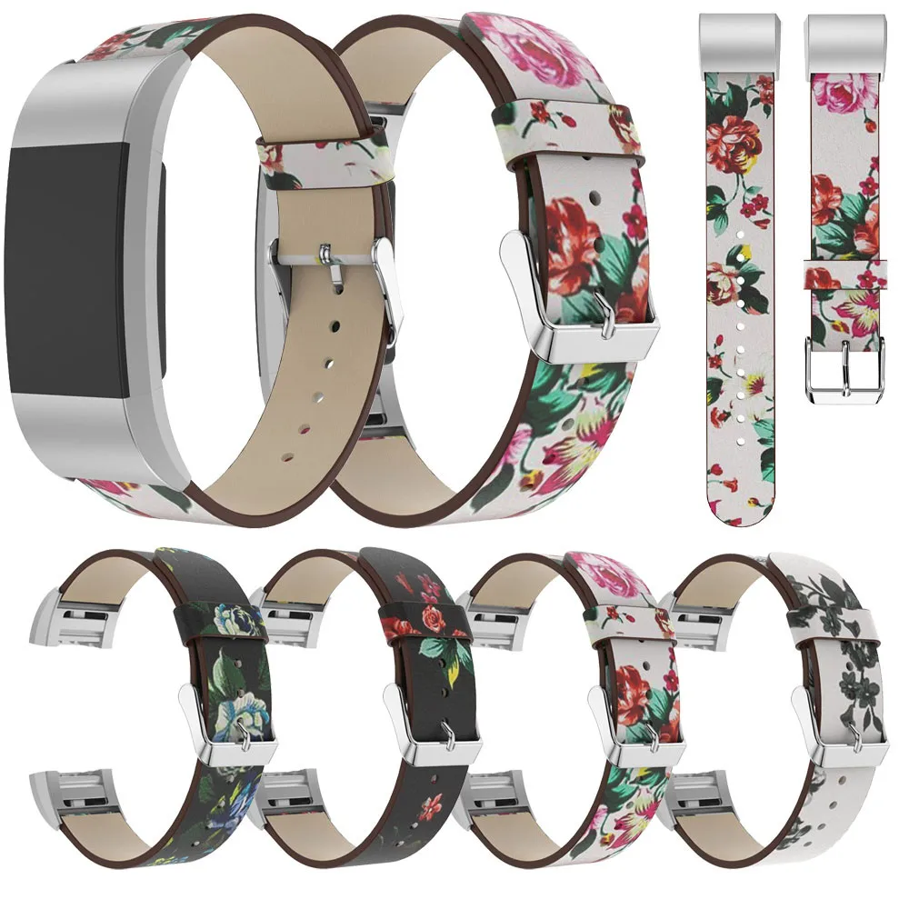 

Band For Fitbit Charge 2 Printing Leather Strap Replacement Watch Band For Fitbit Charge 2 Jn.19