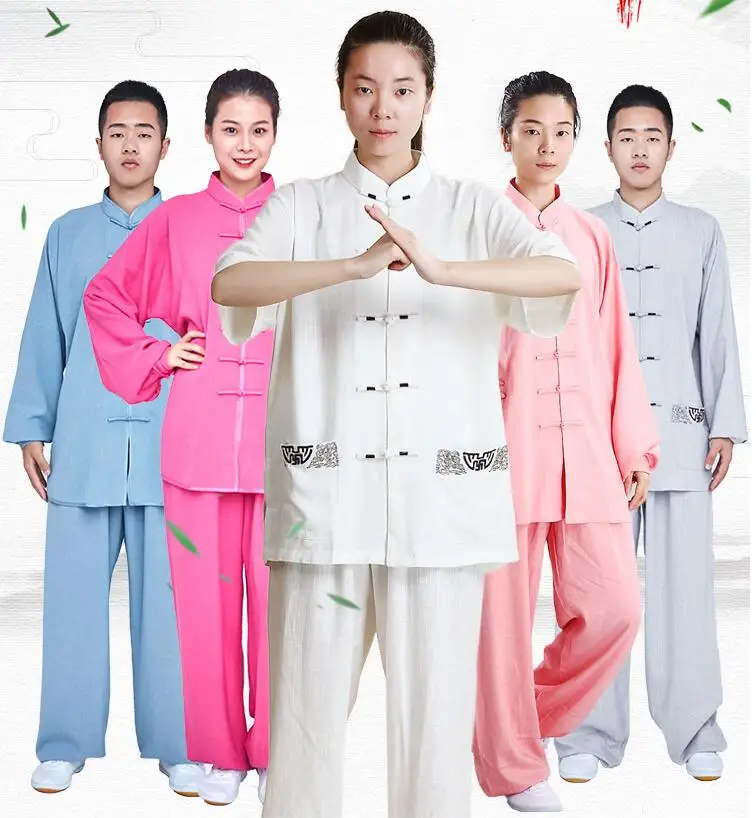 

Chinese Martial Arts Uniform Spring Summer Training Morning Exercise Tai Chi Clothing Linen Wushu Garment Kung Fu Performance