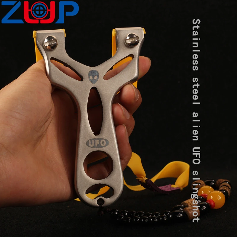 

Stainless Steel Alien UFO Outdoor Shooting Hunting Flat Rubber Band Game Alien UFO Slingshot