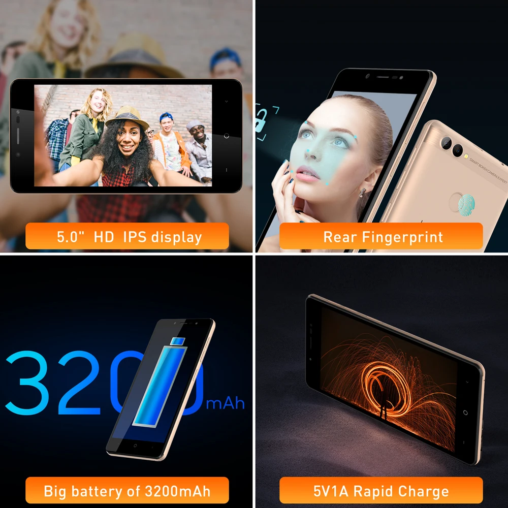 Дешево Смартфон LEAGOO POWER 2 Face ID со сканером отпечатков пальцев, 2 ГБ + 16 ГБ, двойная камера, 3200 мАч, Android 8,1 MT6580A, четырехъядерный, 5,0 дюйма, HD мобильный тел...