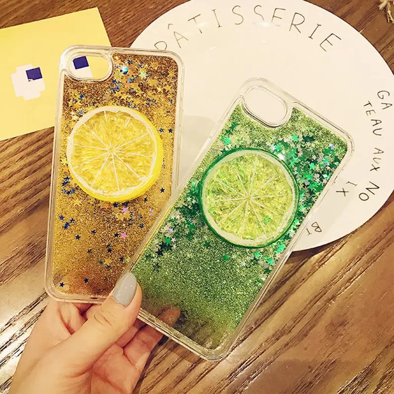 

Lemon Quicksand Bright Light Case For iphone 8 Case Star Transparent Shell For iphone X 10 7 8 Plus 6 6s Plus Cover Capa Female